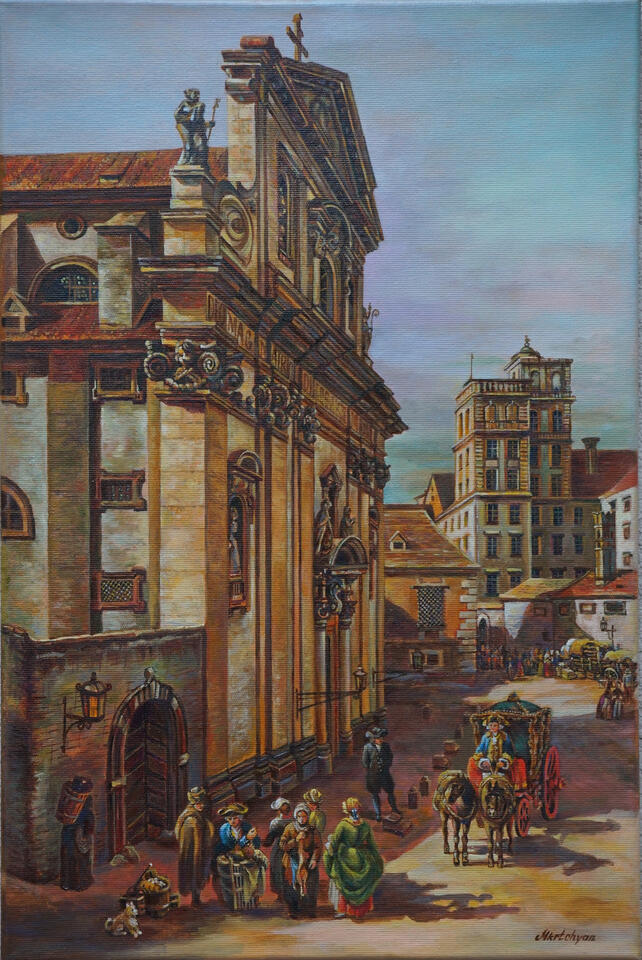 Die Dominikanerkirche in Wien Fragment nach Bernardo Bellotto Öl auf Leinwand, 60 cm x 40 cm (2025)